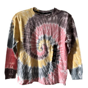 Girl's Multi Tie Dye Swirl‎ Long Sleeve Shirt size S 6/7 New
